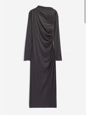 Elegant Gray Long Sleeve Women's Dress